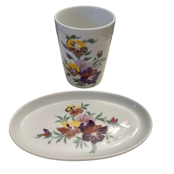 Vintage Limoges France Expressly Made For Neiman Marcus Toothbrush Holder Set - Picture 2 of 15